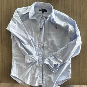 Ralph Lauren Classic Fit Oxford Button Down Shirt Womens Size 2 Light Blue